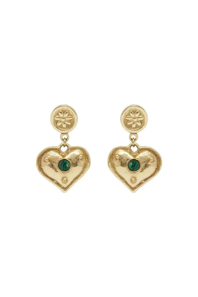 Alemaïs Jem boucles d'oreilles cœur malachite OS