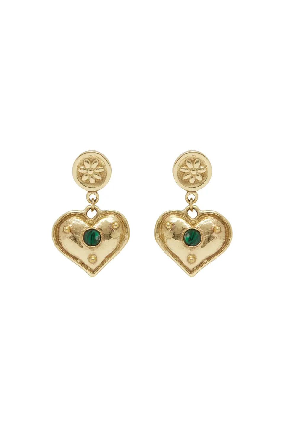 Alemaïs Jem boucles d'oreilles cœur malachite OS