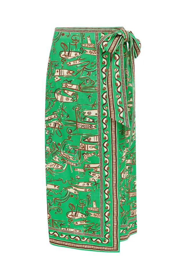Alemäis Fish Sticks jupe sarong lin imprimé