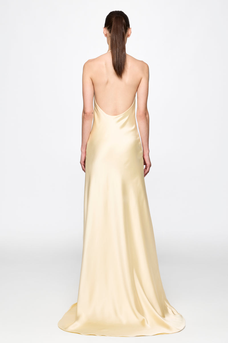 ATU Body Couture Slip Dress robe satin jaune vanille S/M