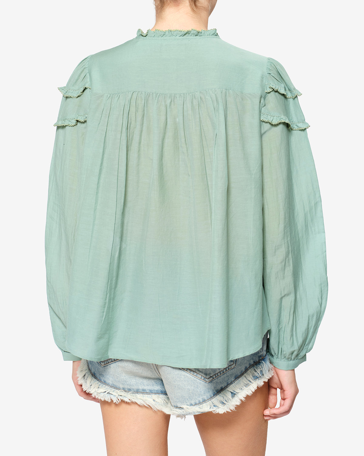 Isabel Marant Christa blouse sauge coton volants