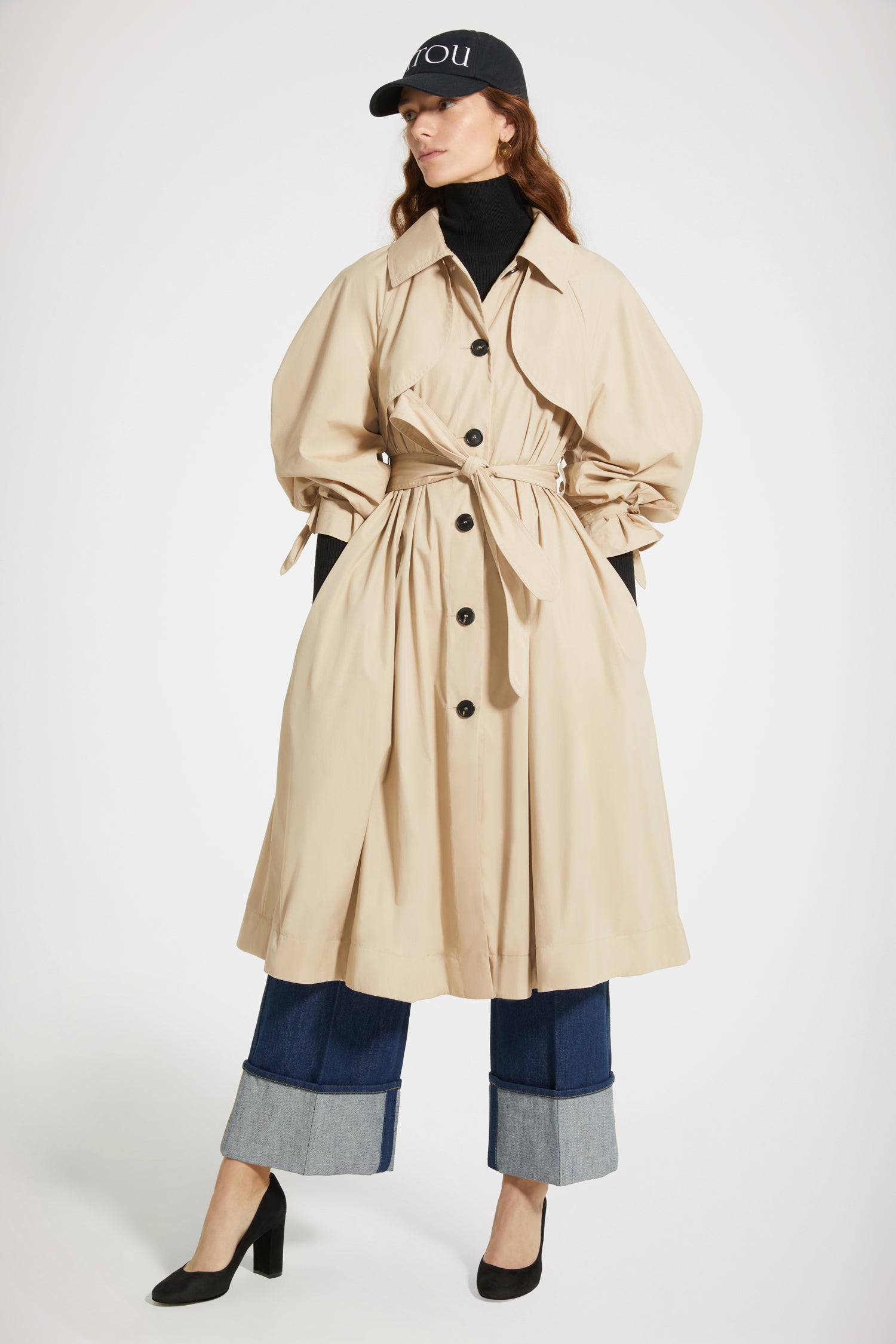 Patou OU005 trench coton sable ceinture