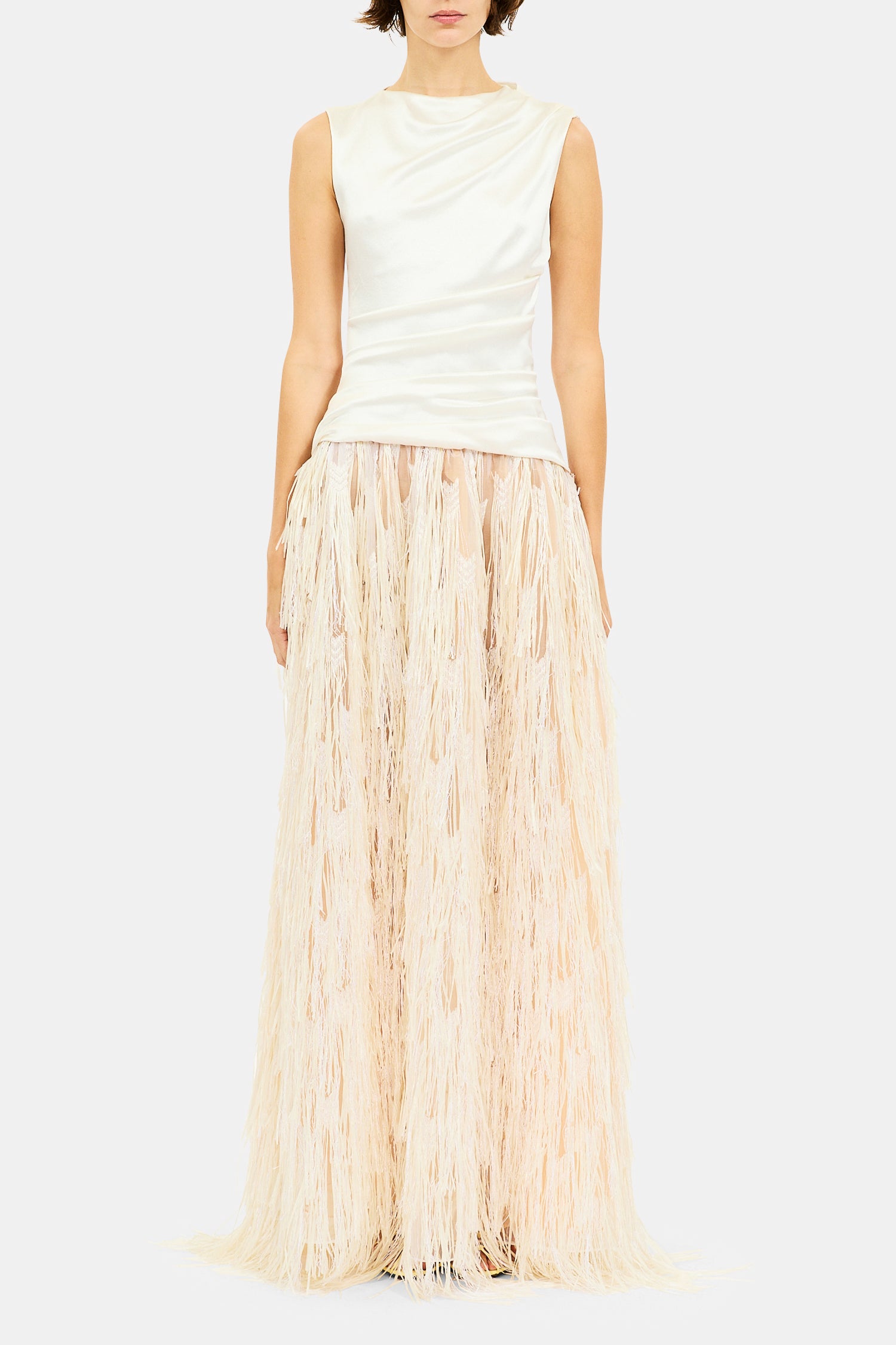 Ulla Johnson Giselle robe longue ecru franges