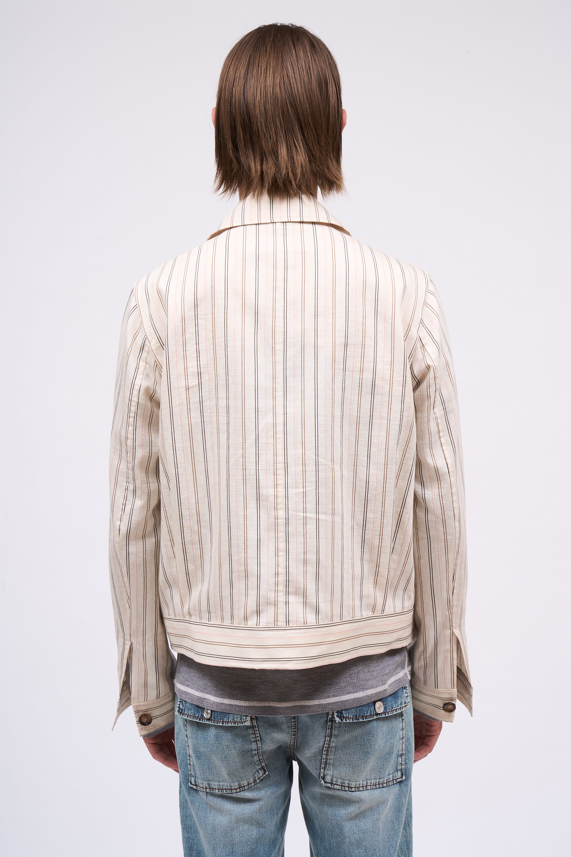 Paul & Joe Xian veste rayée tencel lin beige clair