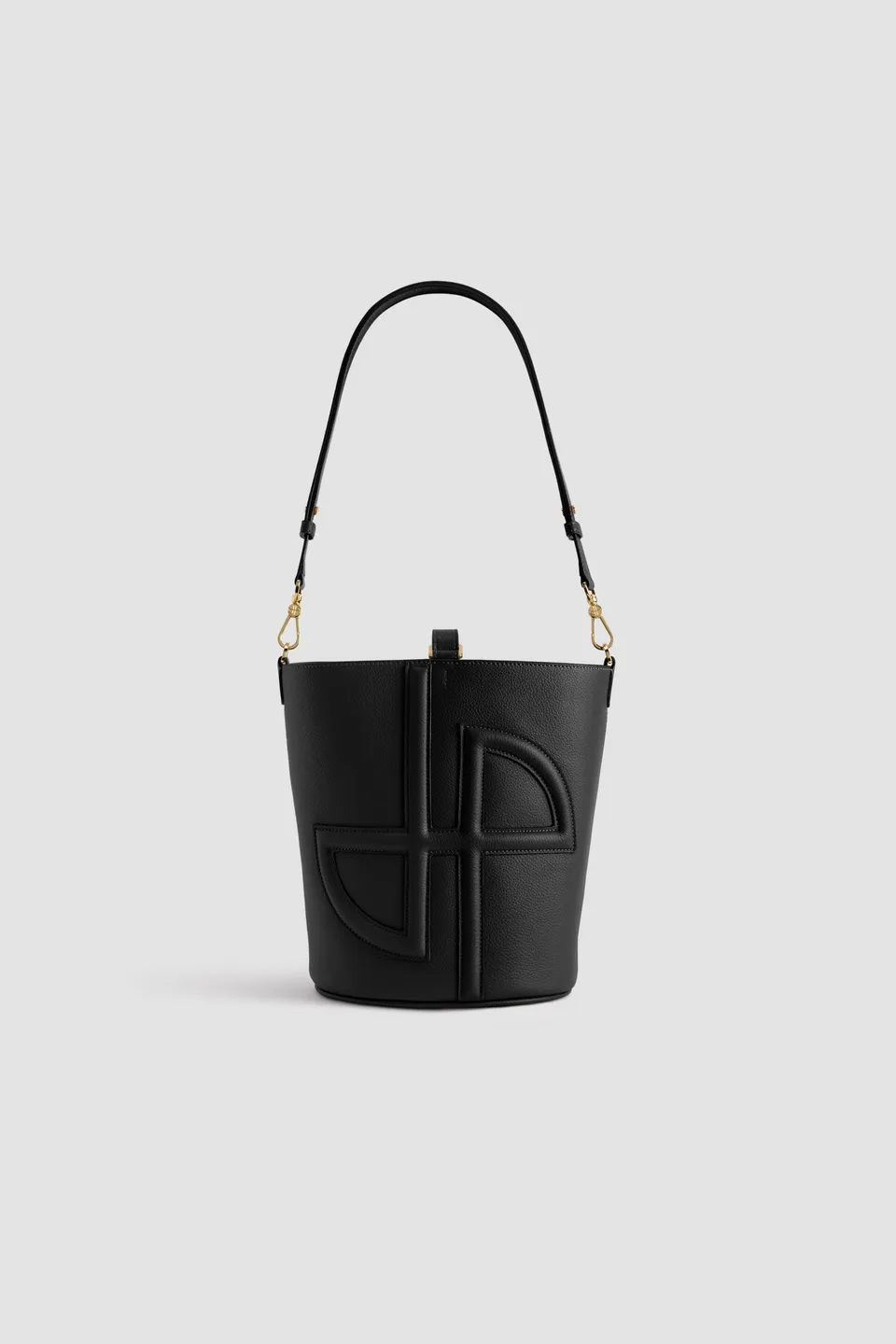 Patou BA015 sac seau noir cuir grainé monogramme JP