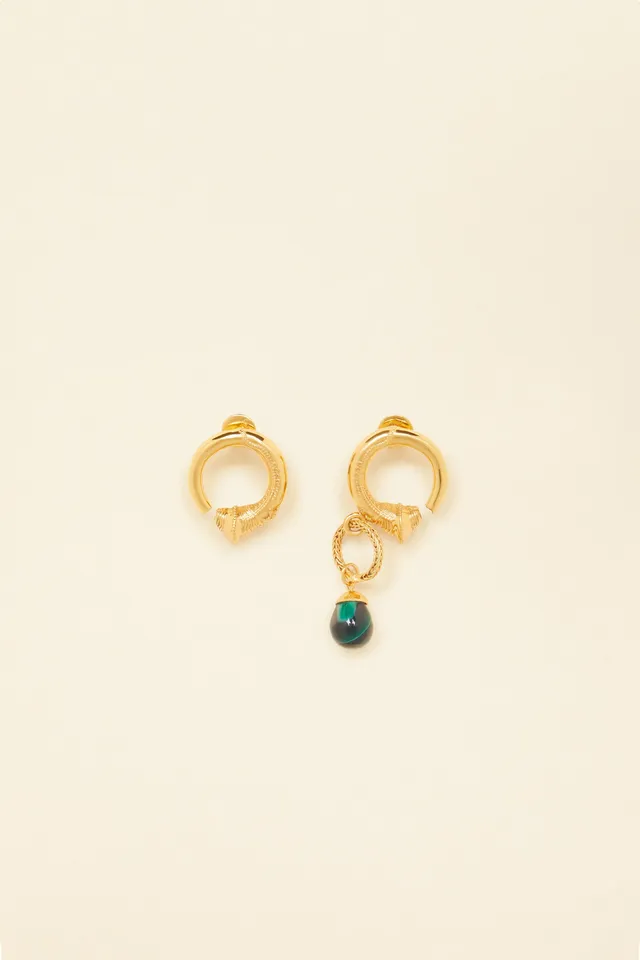 Patou A20JW0371002297G boucles laiton doré pierre asymétriques