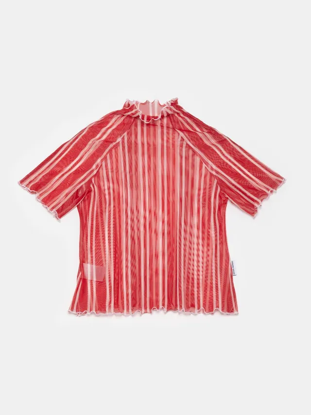 Ester Manas Easy haut Red Striped crop mesh