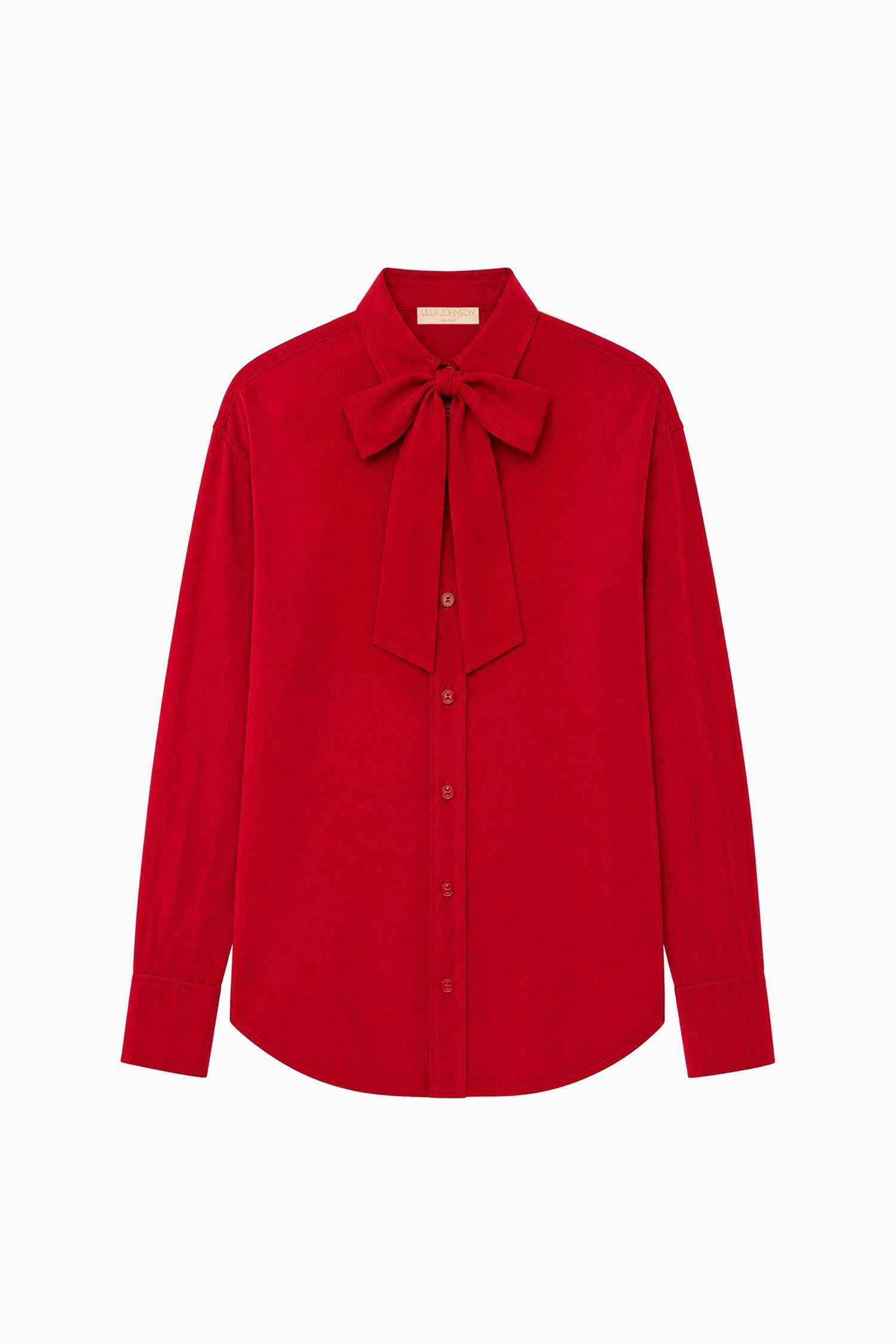 Ulla Johnson Lise FA260238 chemisier soie Cerise manches longues