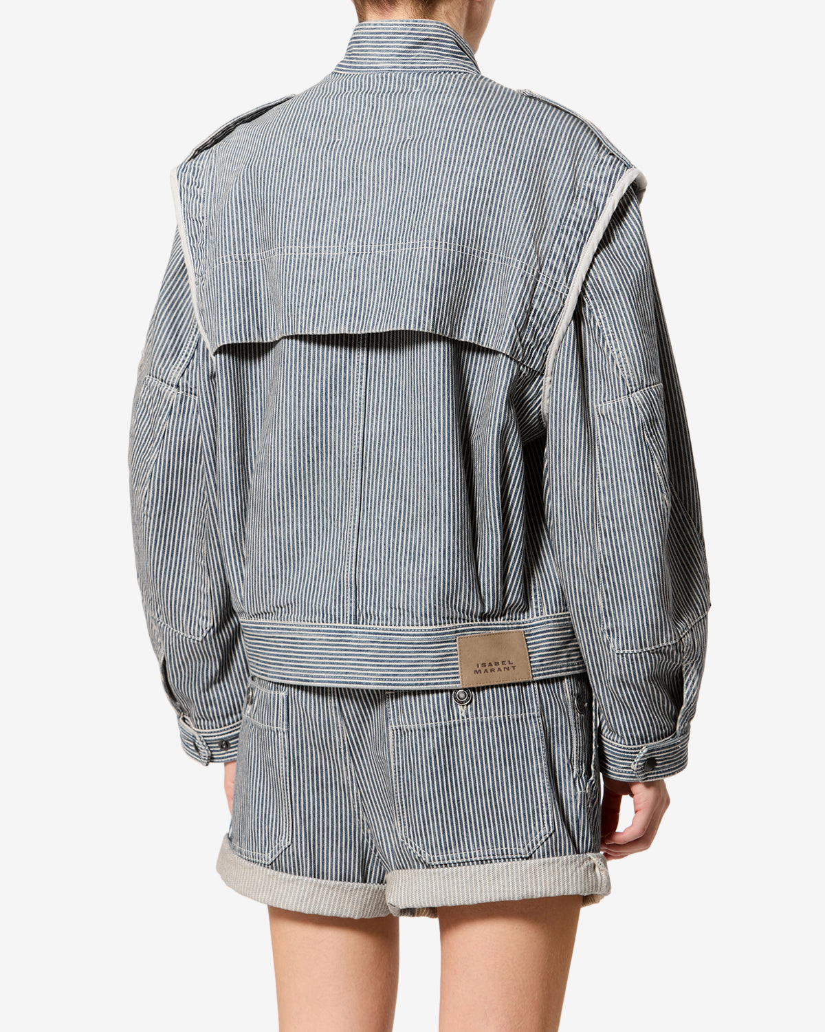 Isabel Marant Edany veste coton bleu-blanc