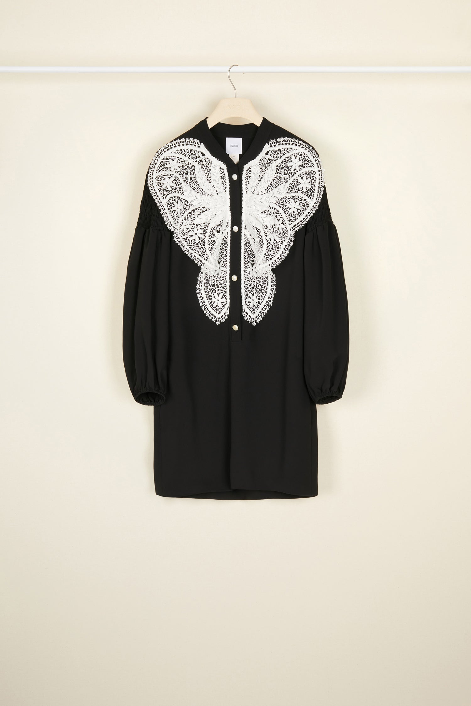 Patou robe bavoir dentelle noire cady 34-44