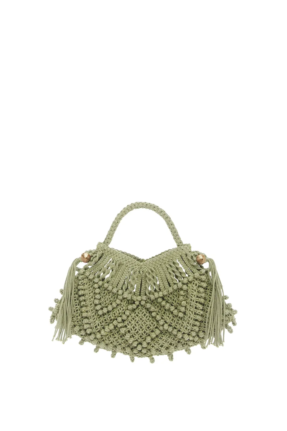 Alemais Macrame Crescent Bag sac croissant sauge coton