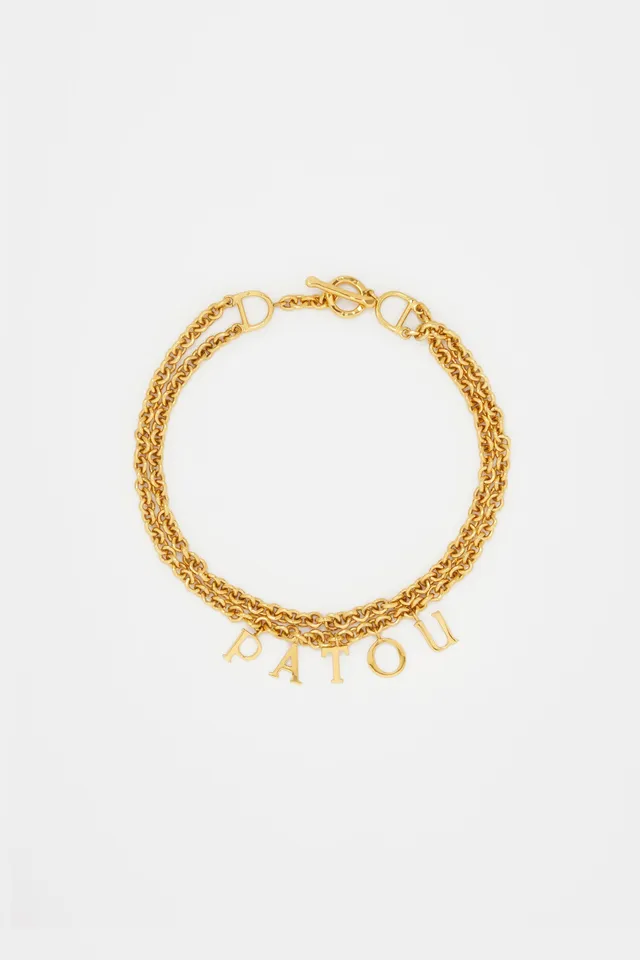 Patou JW098 collier laiton doré double chaîne Gold