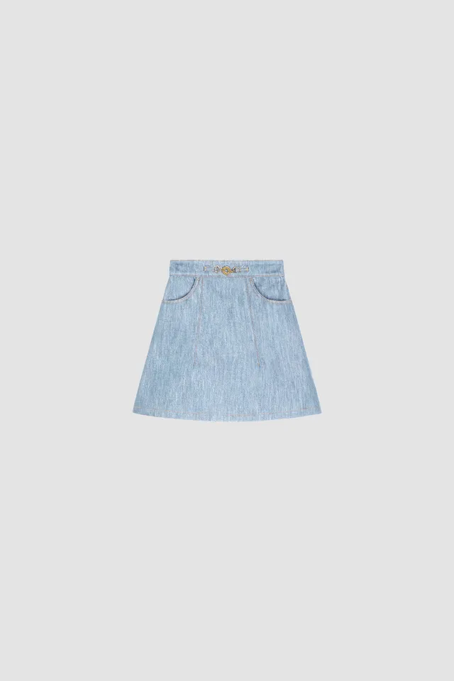 Patou SK042 mini jupe trapèze denim Riviera Sky Blue 34-44