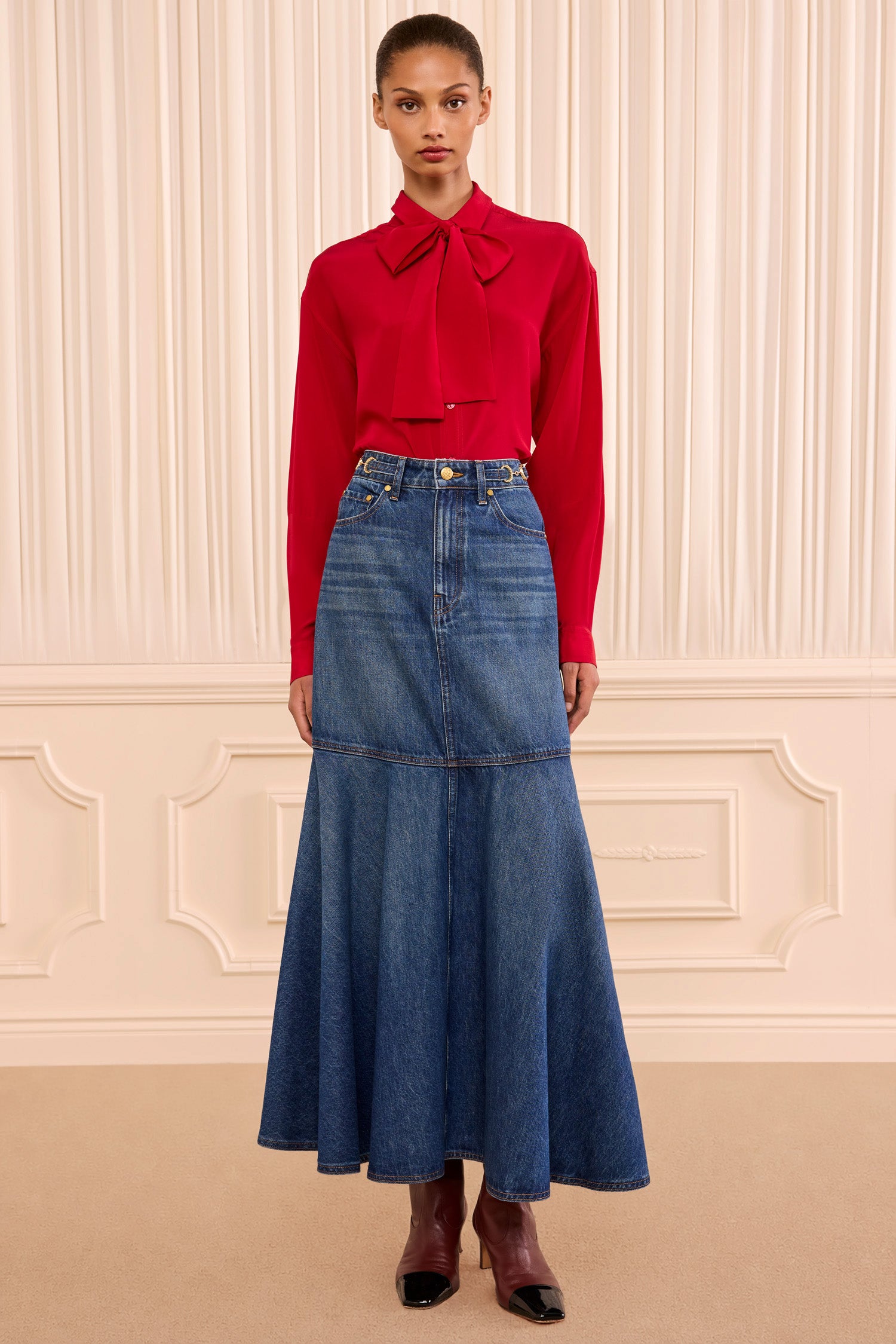 Ulla Johnson Madelyn jupe midi jean Nile coton
