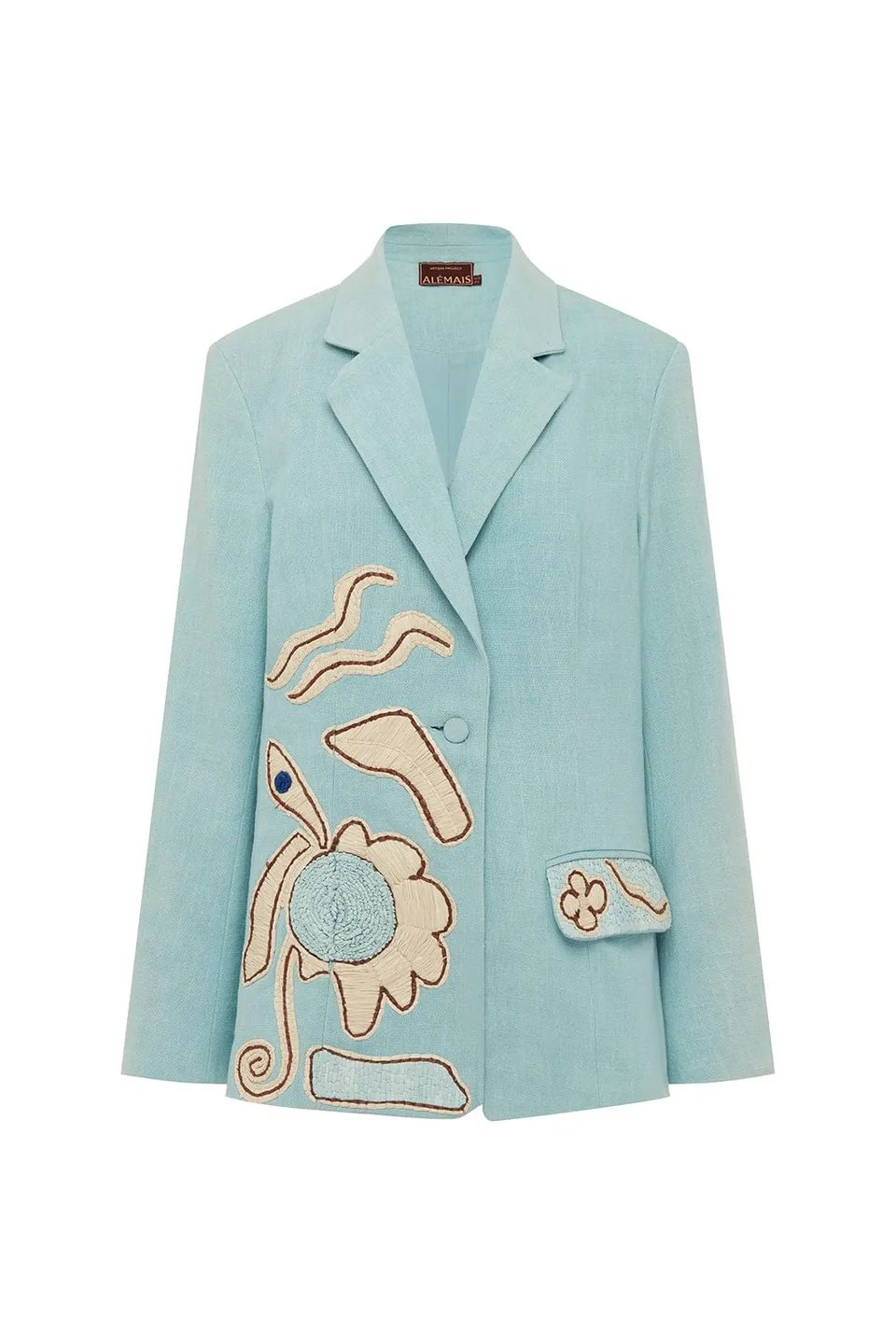 Alemäis Azar Blazer blazer coton brodé raphia