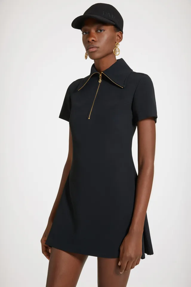Patou H23DR1240150999B robe noire patineuse crêpe technique
