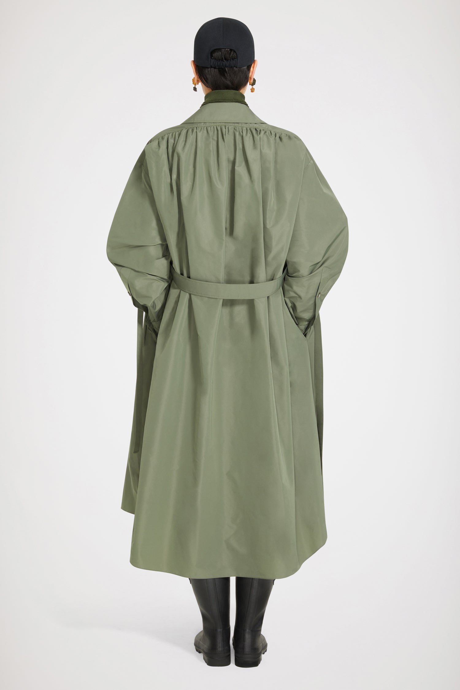 Patou DR095 robe maxi satin recyclé vert Loden