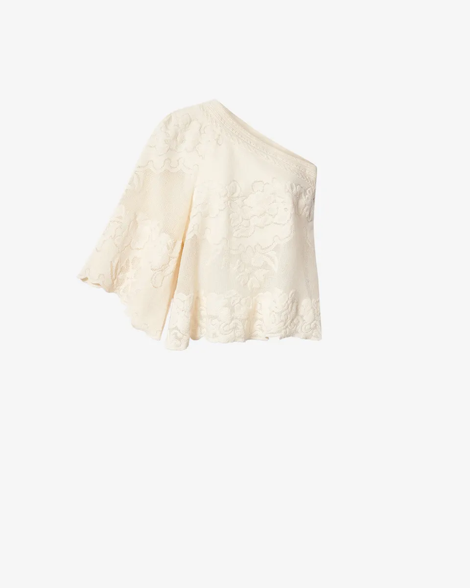 Isabel Marant Shilo top asymétrique écru guipure T1
