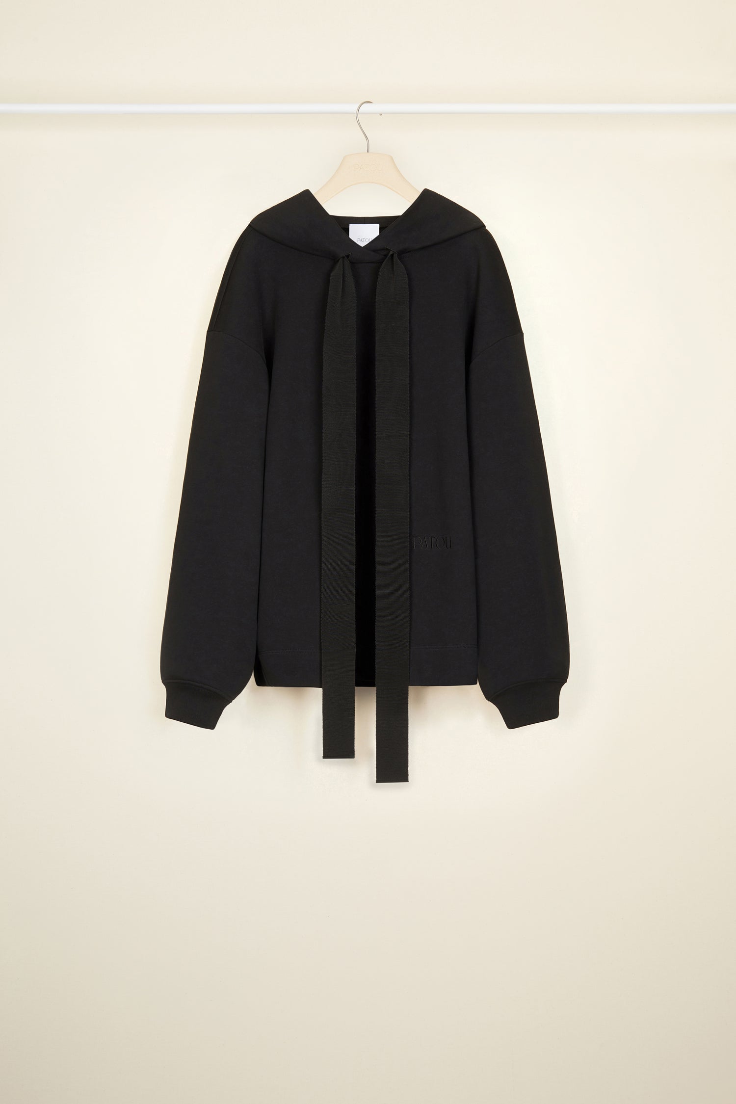 Patou JE037 hoodie coton bio noir grosgrain brodé