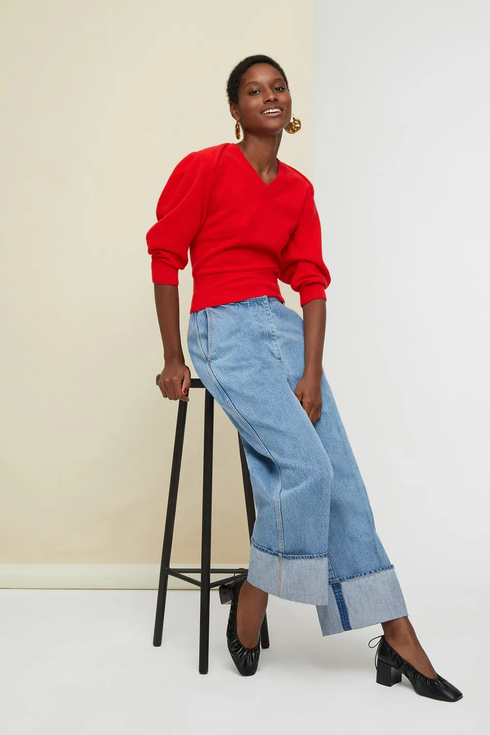 Patou Knitwear KN0168016302R pull col twist laine poppy