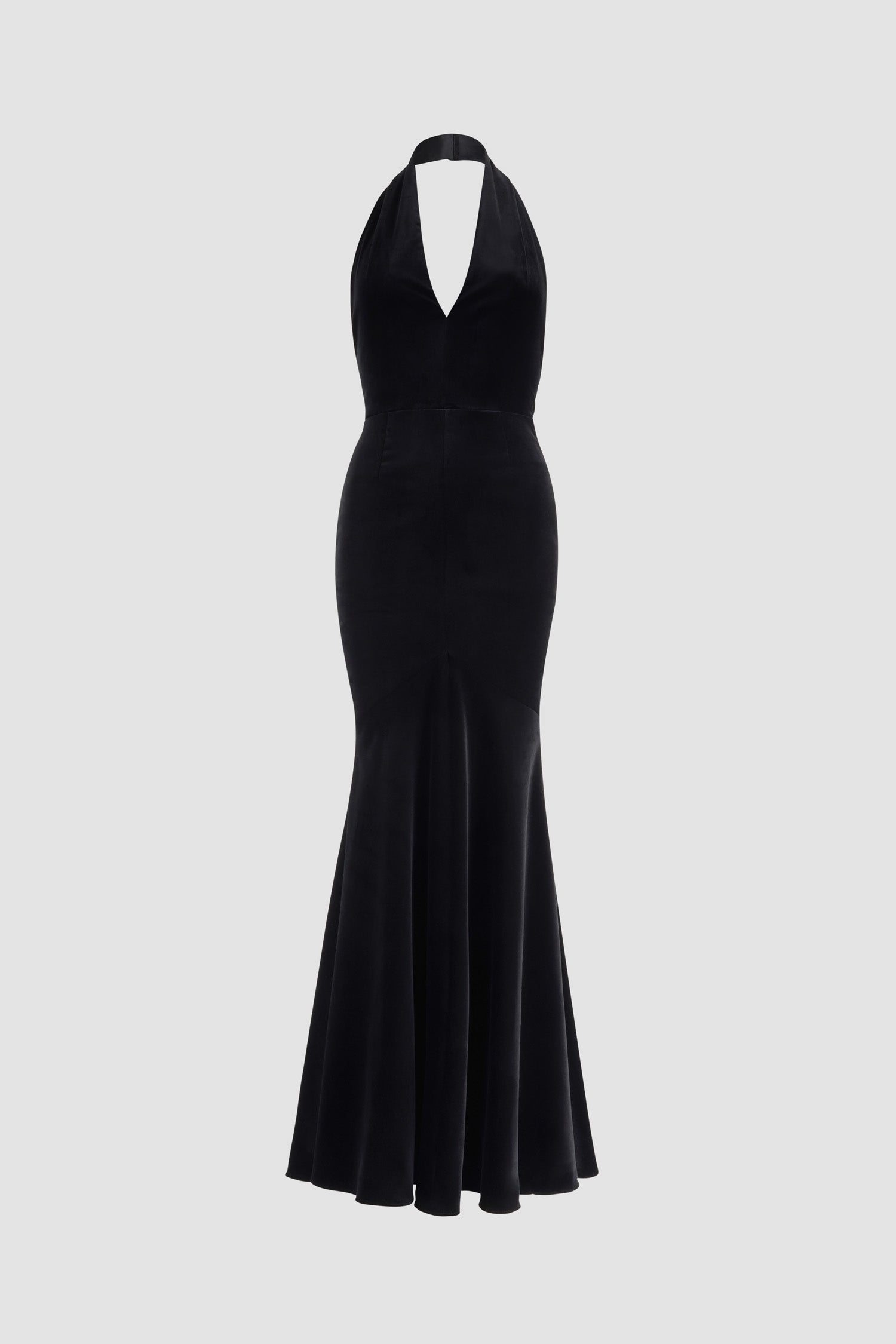 Patou DR159 robe velours coton bio noire dos nu longue