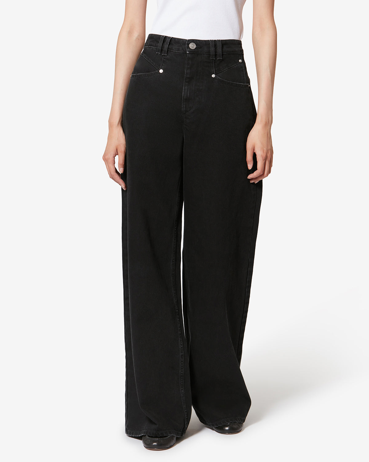 Isabel Marant Lemony jean large noir delave taille haute