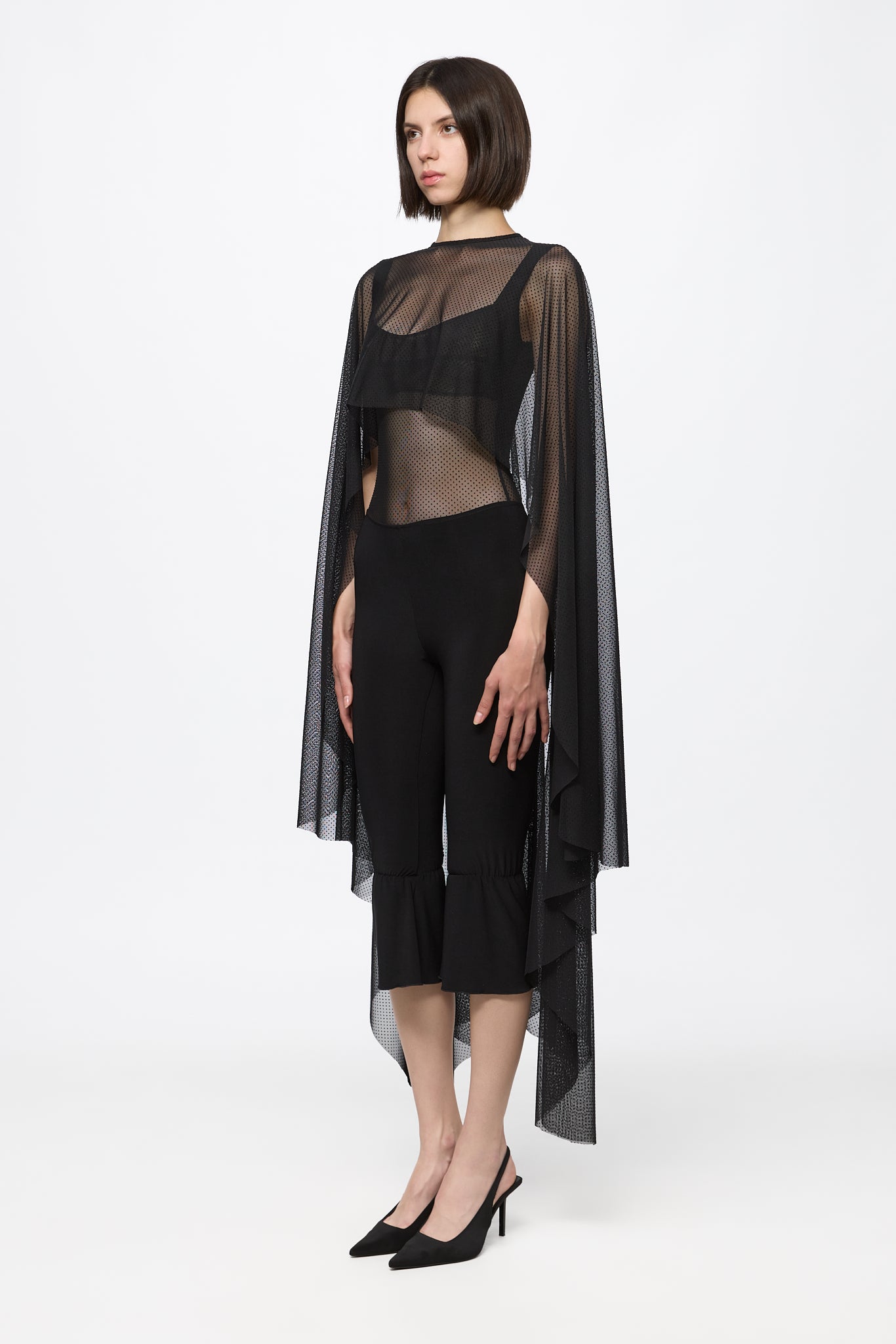 ATU Body Couture Black Mesh Dots ensemble body cape S