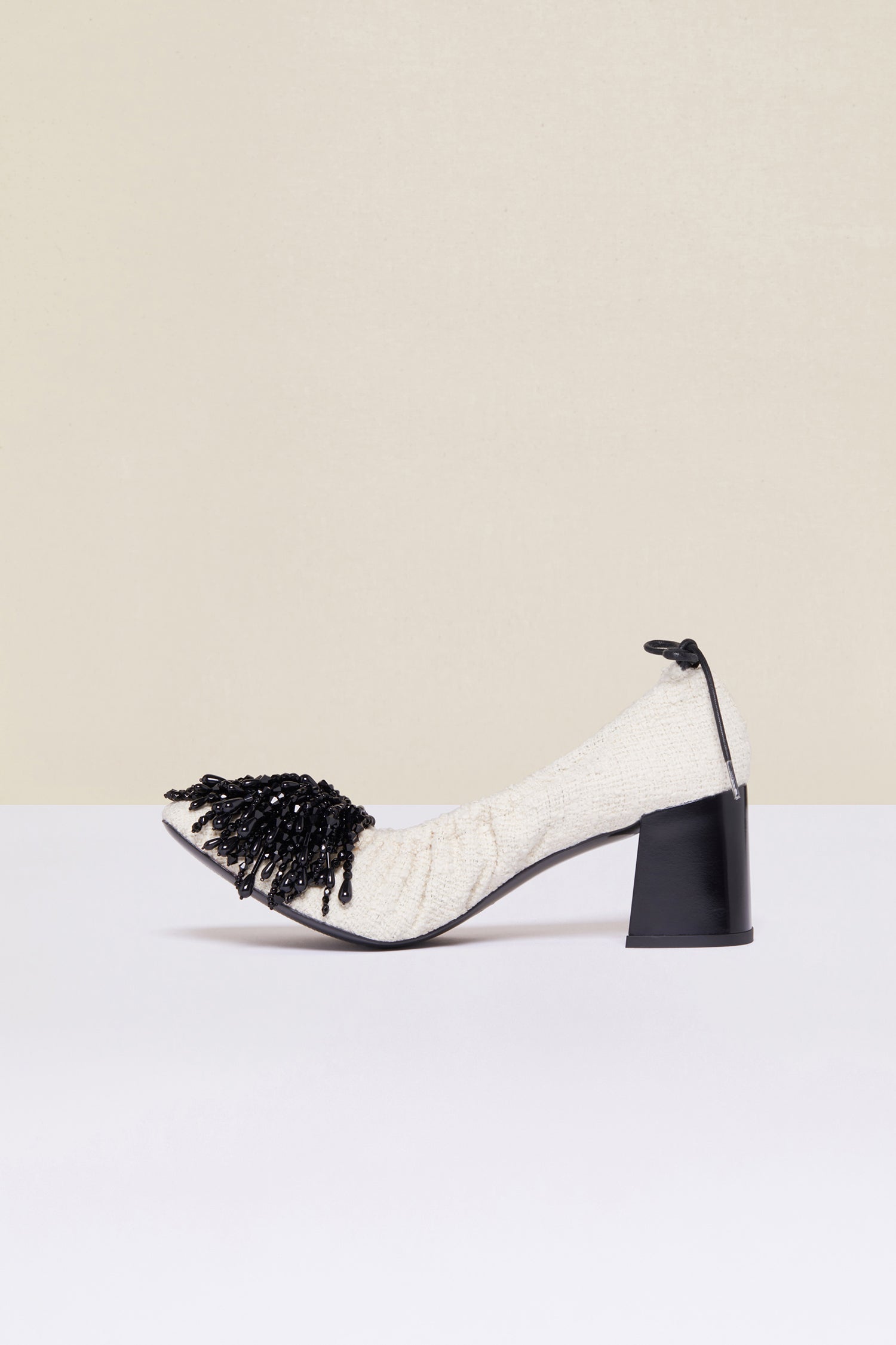 Patou FO005 escarpins tweed sable perles
