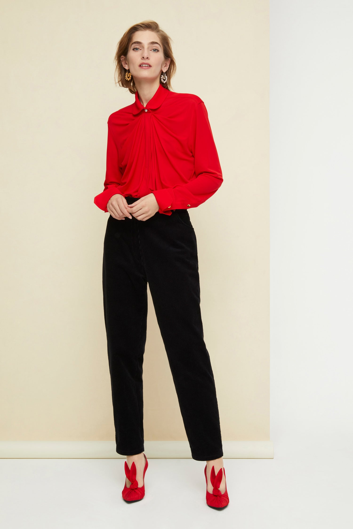 Patou Peter Pan A20BL010 blouse rouge jersey