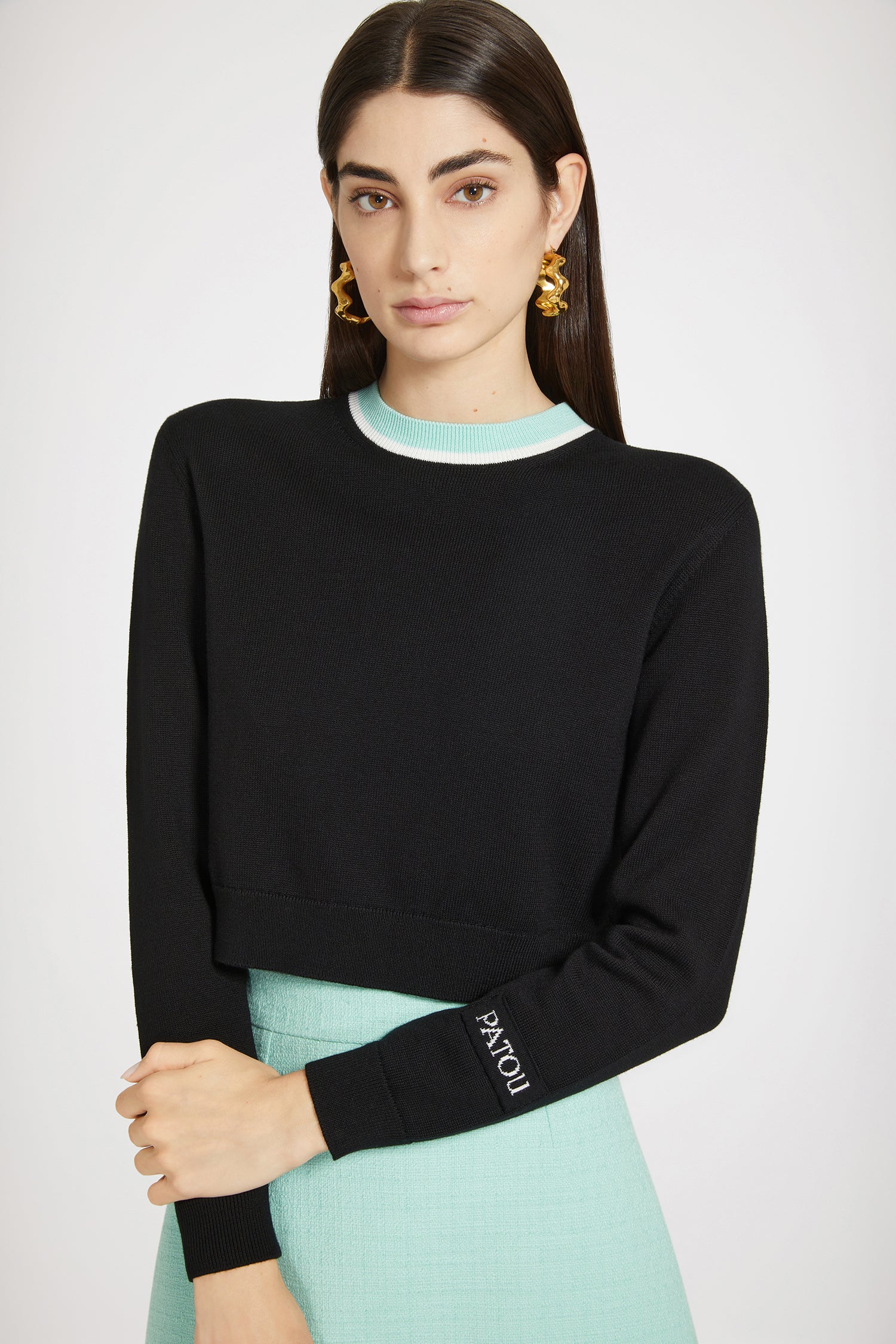 Patou Knitwear P24KN180 pull coton laine noir