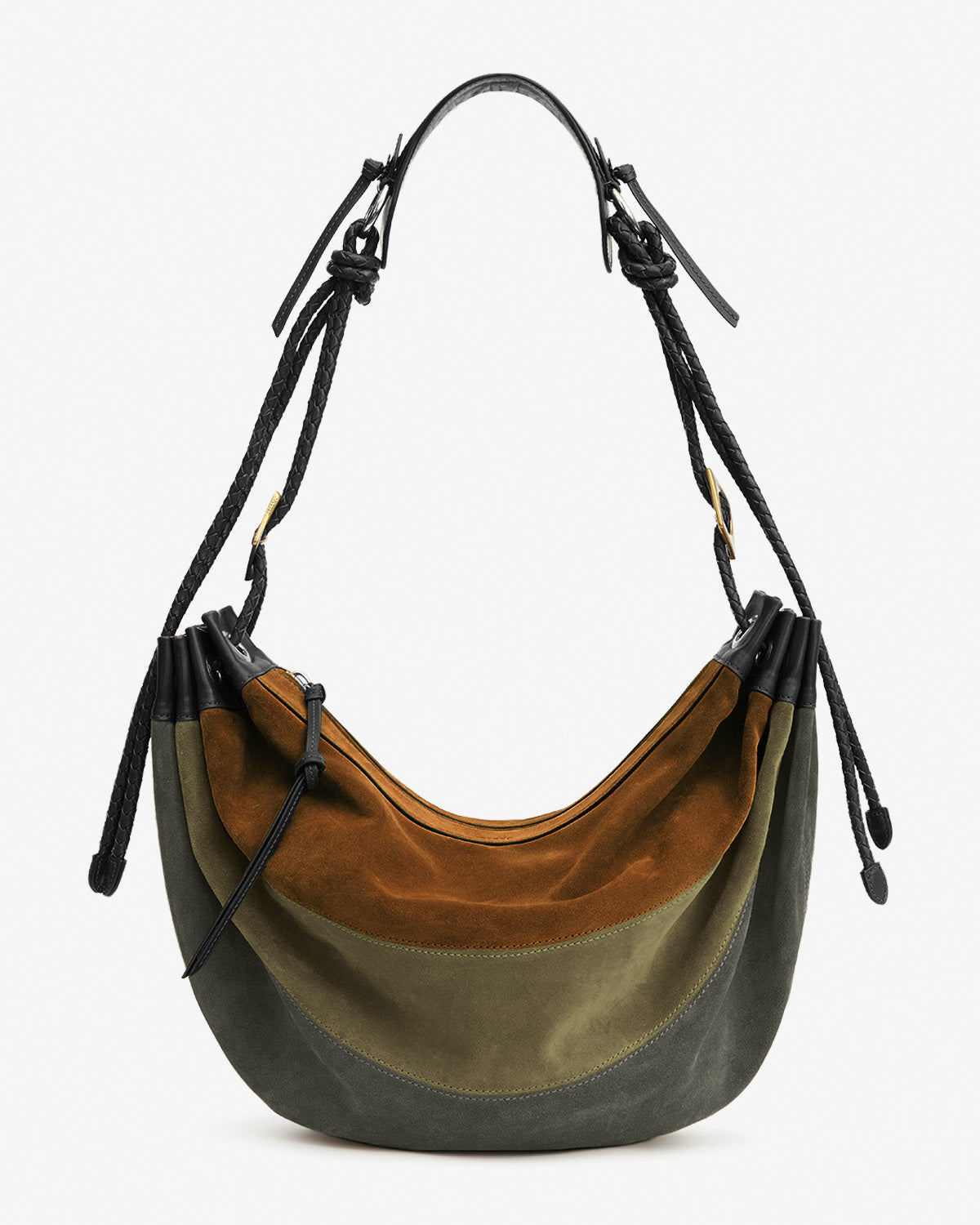 Isabel Marant Maia Large sac cuir velours kaki