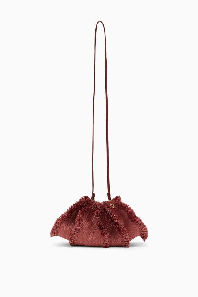 Ulla Johnson Adria sac bandoulière raphia acajou