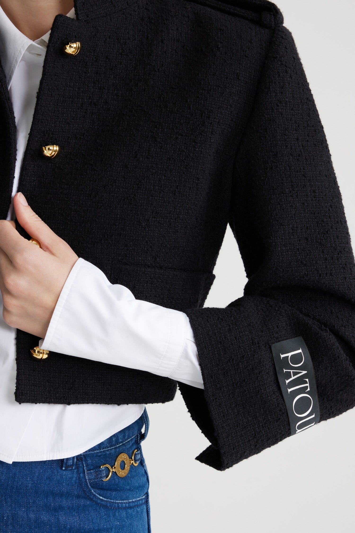 Patou Jackets veste JA0440185999B tweed noir laine coton
