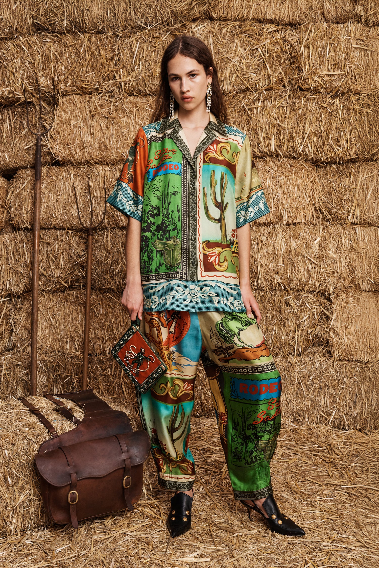 Alemäis Ace chemise en soie imprimé carte postale