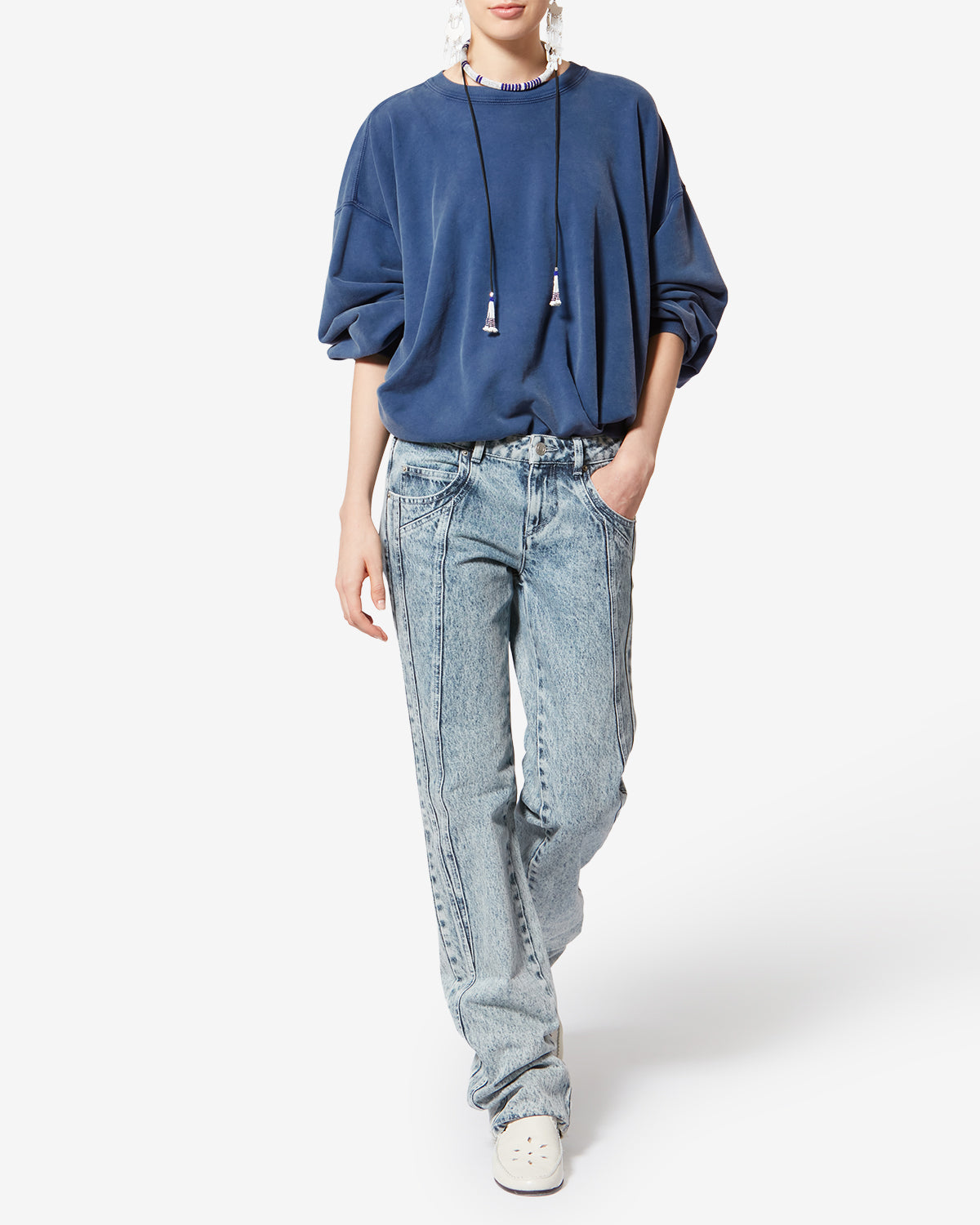 Isabel Marant Sauria sweatshirt bleu indigo coton délavé