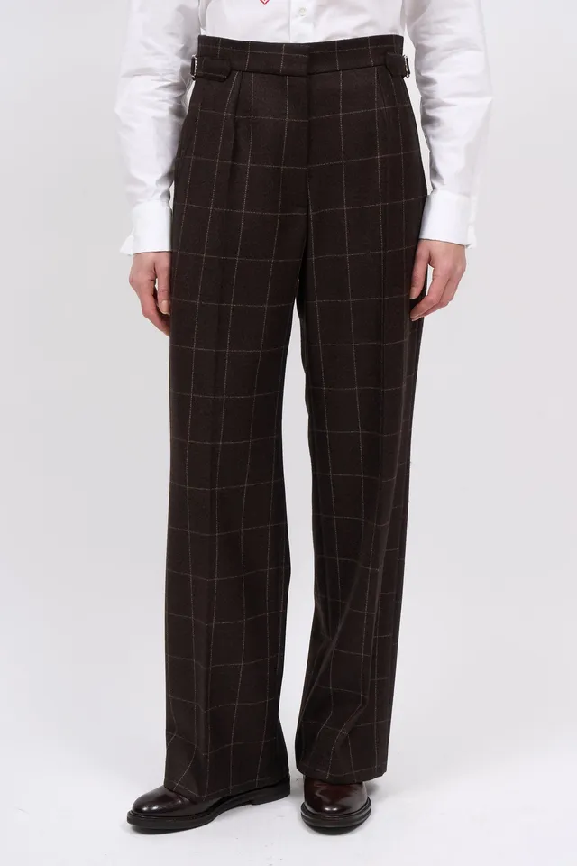 Paul & Joe Phoebe pantalon laine merino carreaux large
