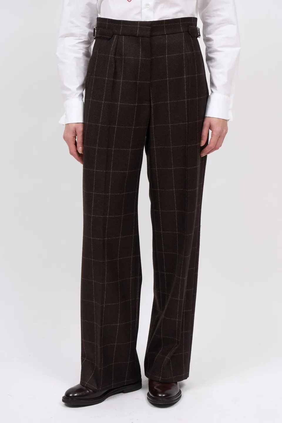 Paul & Joe Phoebe pantalon laine merino carreaux large