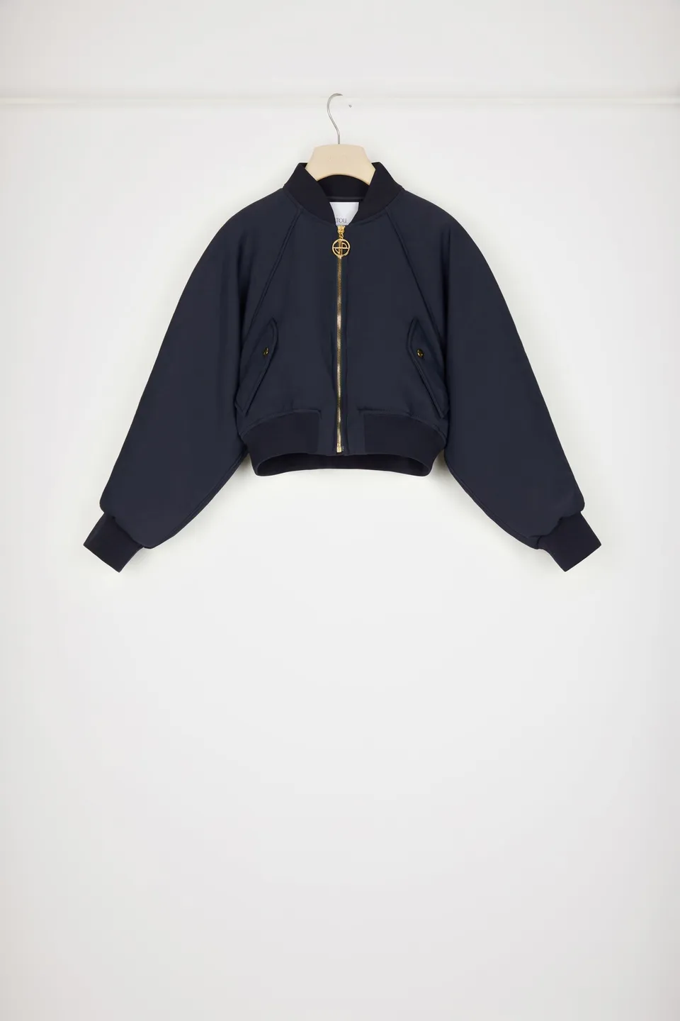 Patou P23OU020 bomber bleu marine nylon recyclé cropped