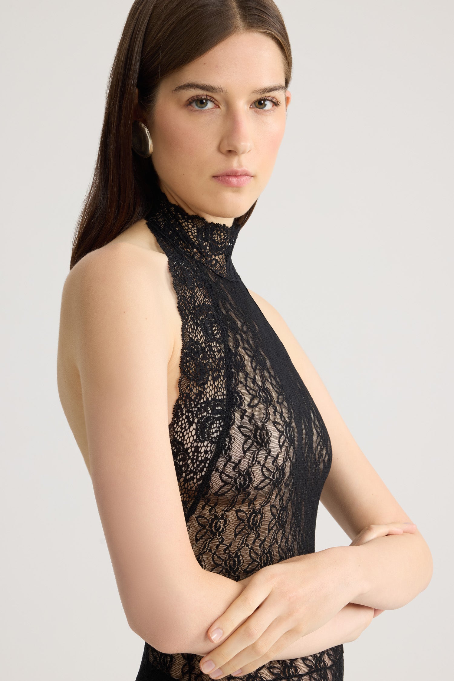 Patou P26JE2559965999B combinaison dentelle noire col montant