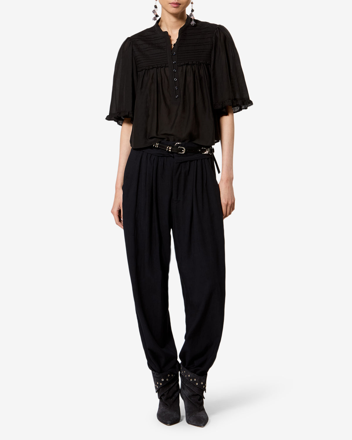 Isabel Marant Pantalons Celia pantalon noir lin large