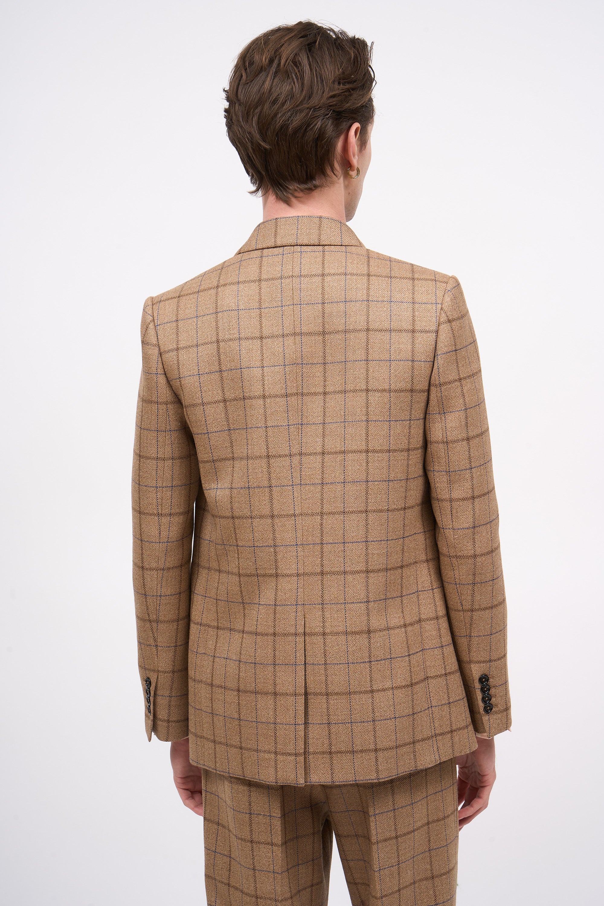 Paul & Joe Cedric Veste tweed laine carreaux camel