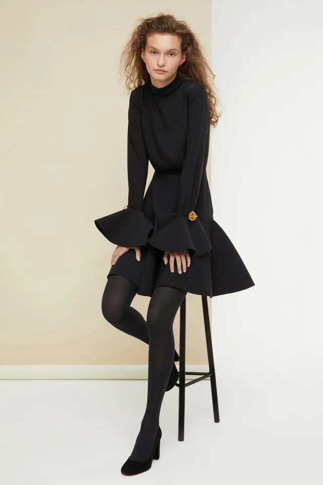 Patou DR064 mini robe cady noir col montant 34-44