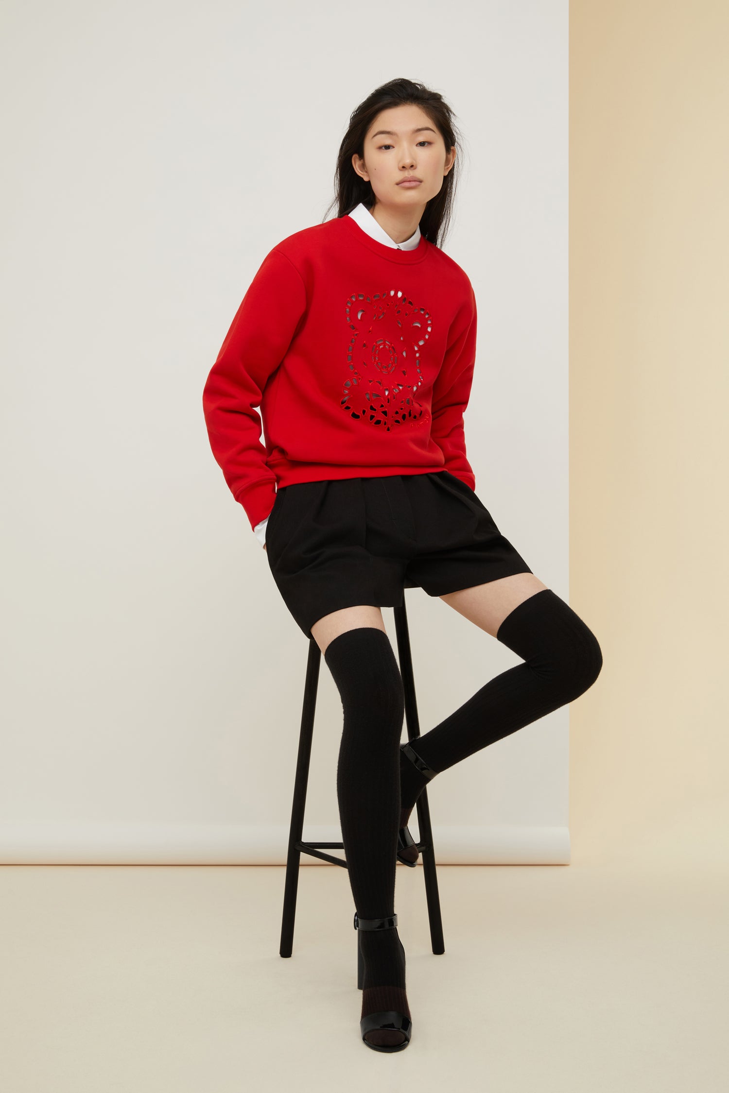 Patou JE024 sweat broderie coton bio Poppy rouge