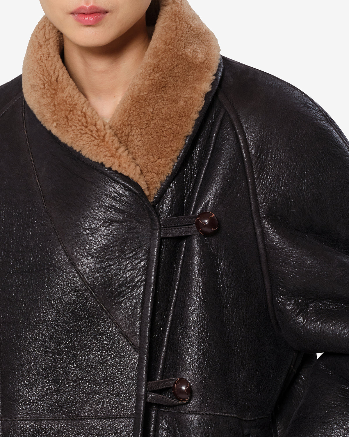 Isabel Marant Manteaux Camber manteau marron peau lainée