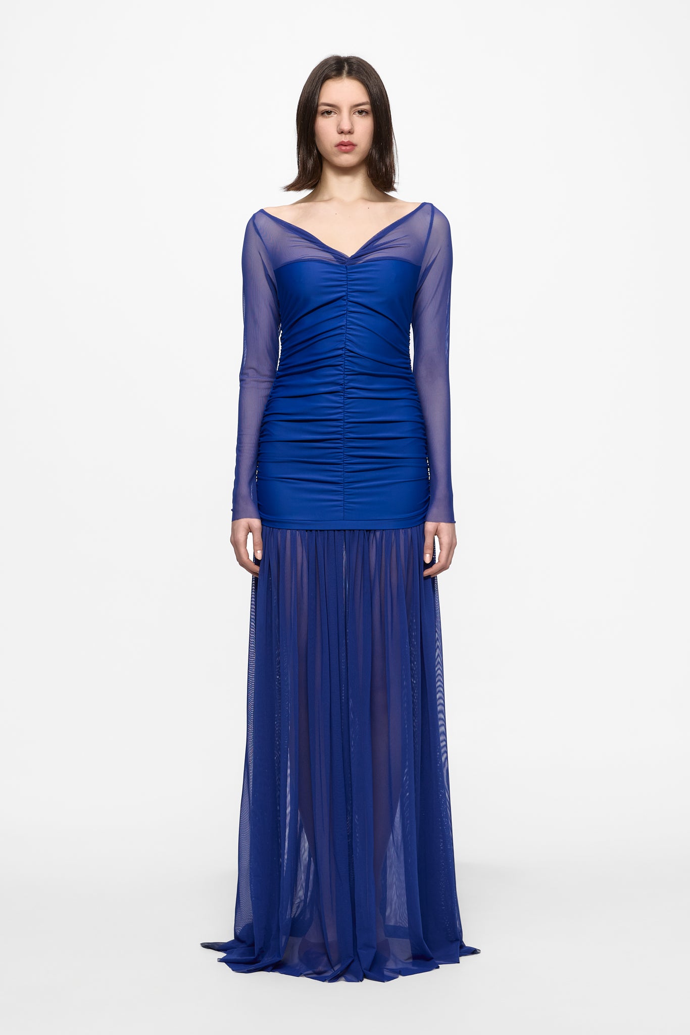 ATU Body Couture Ruched Tulle Gown robe bleue taille S