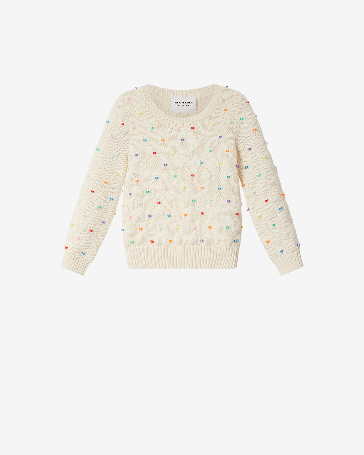 Isabel Marant Priyanka pull écru-multicolore laine à perles