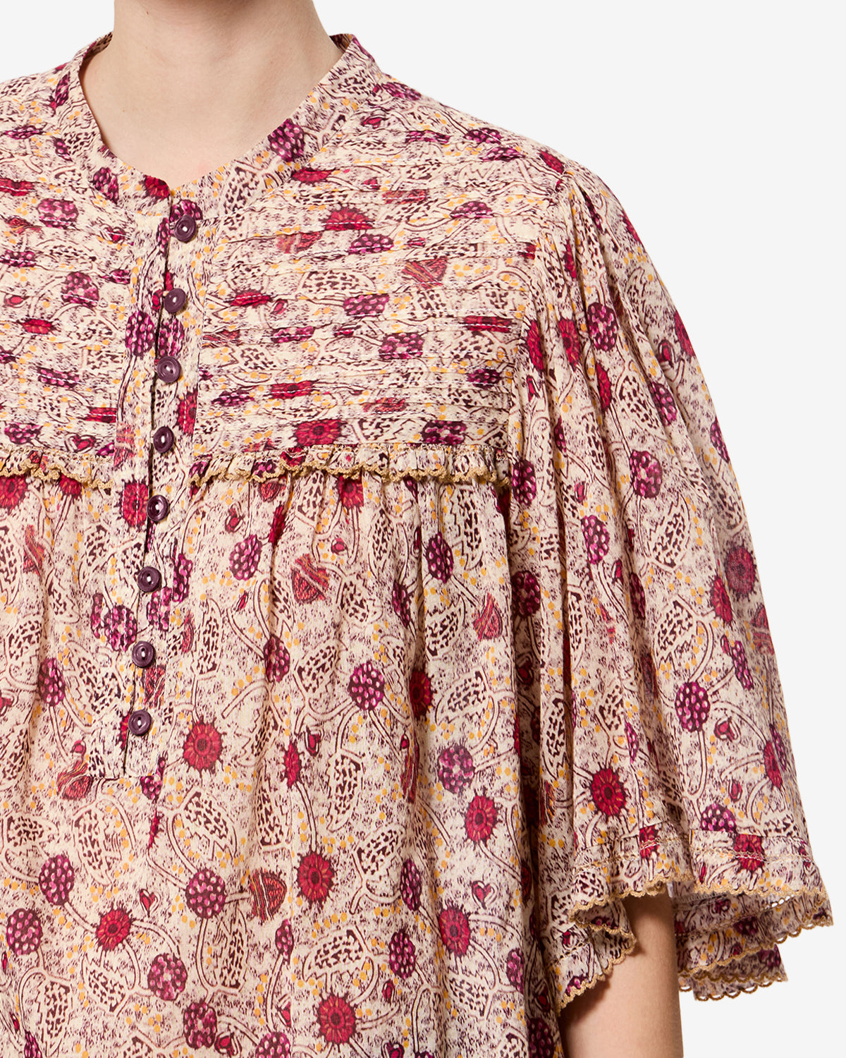 Isabel Marant Douna HT0945FA blouse coton écru-framboise