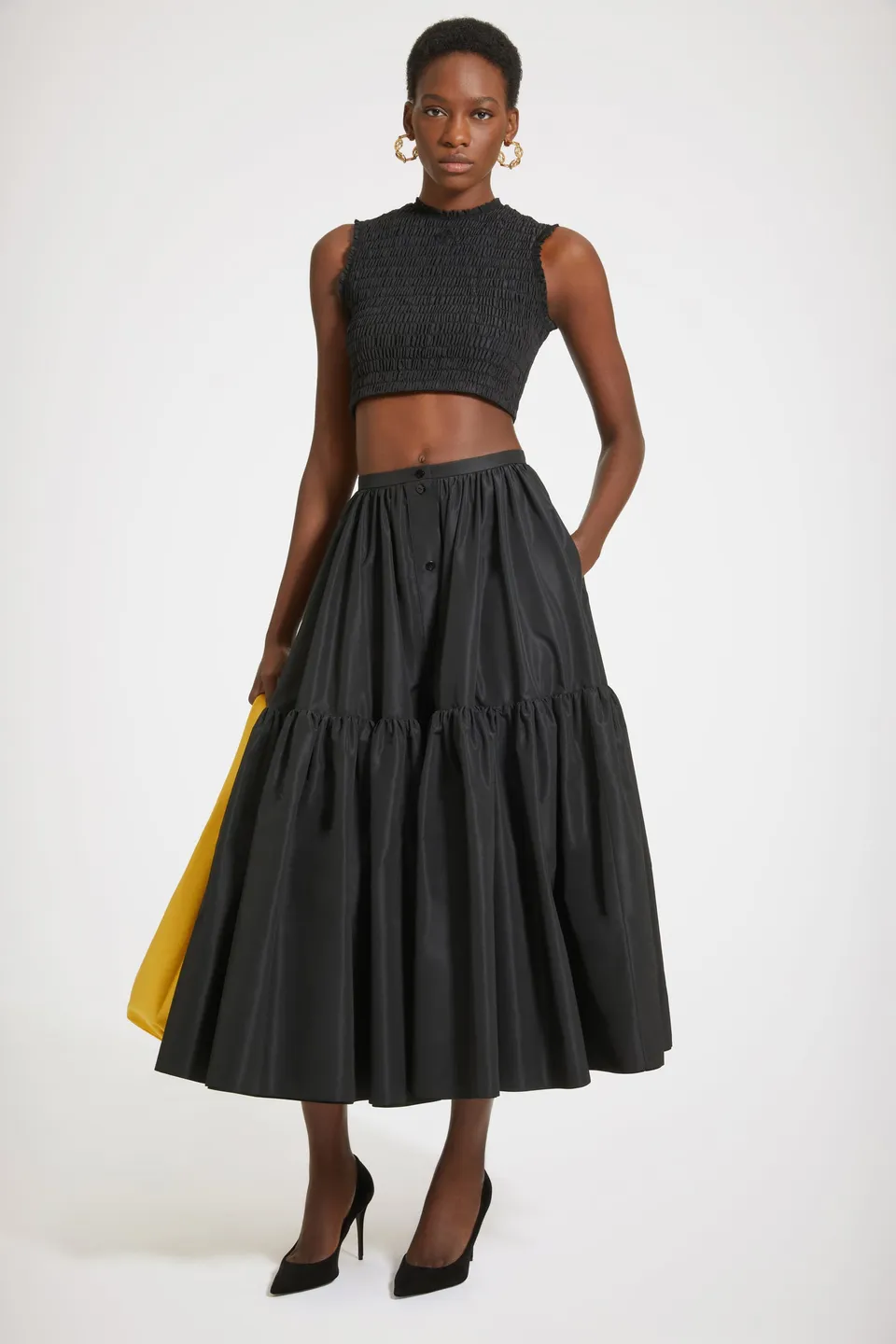 Patou H23TO0370011999B top noir faille crop