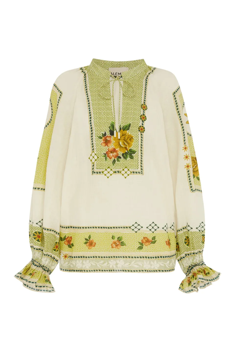 Alemaïs Dixie Top Blouse ramie col V fleurie