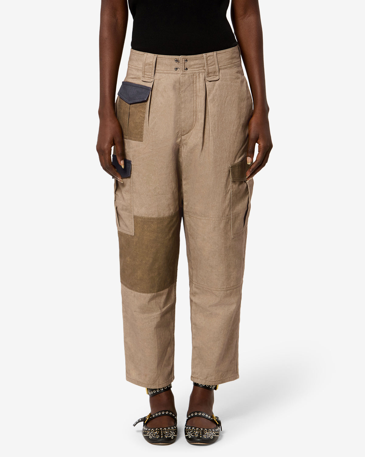 Isabel Marant Renzae pantalon cargo kaki coton